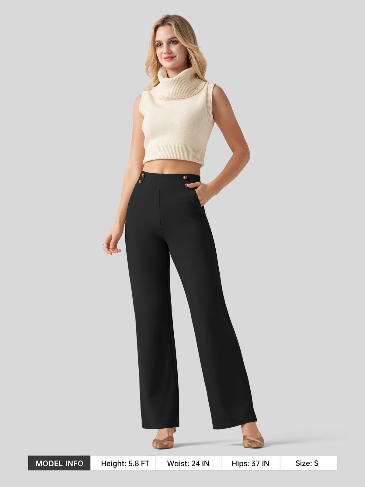 Willit Women's Smooth Wide Leg Dress Pants 33 Inch 
