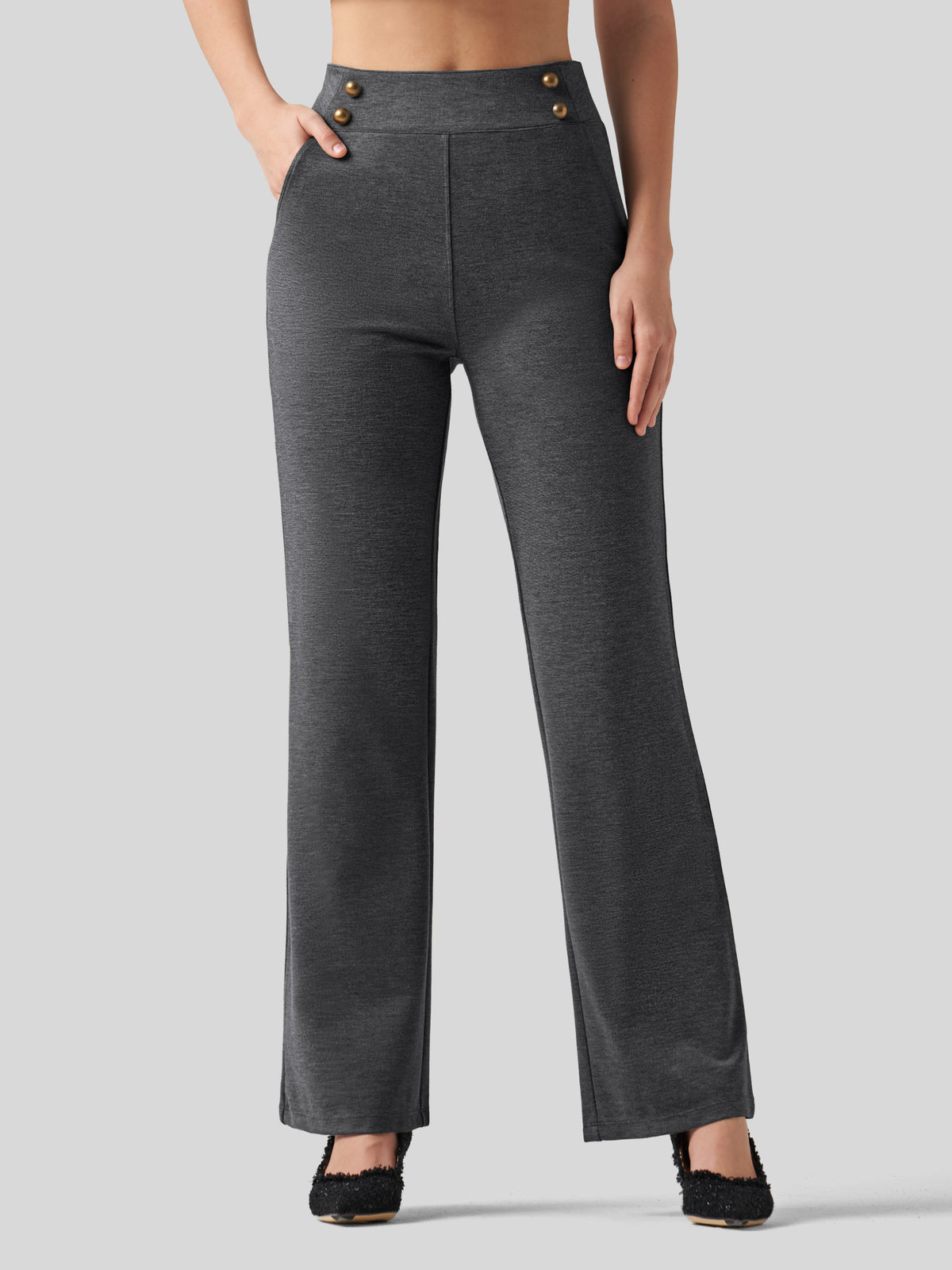 Willit Women's Smooth Wide Leg Dress Pants 33 Inch 