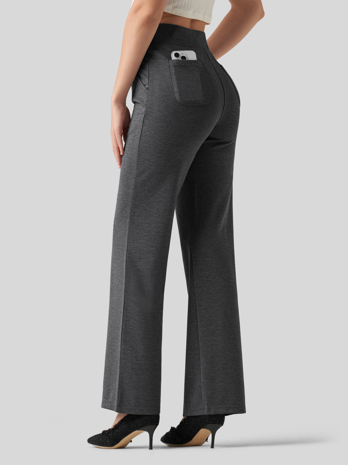 Willit Women's Smooth Wide Leg Dress Pants 33 Inch 