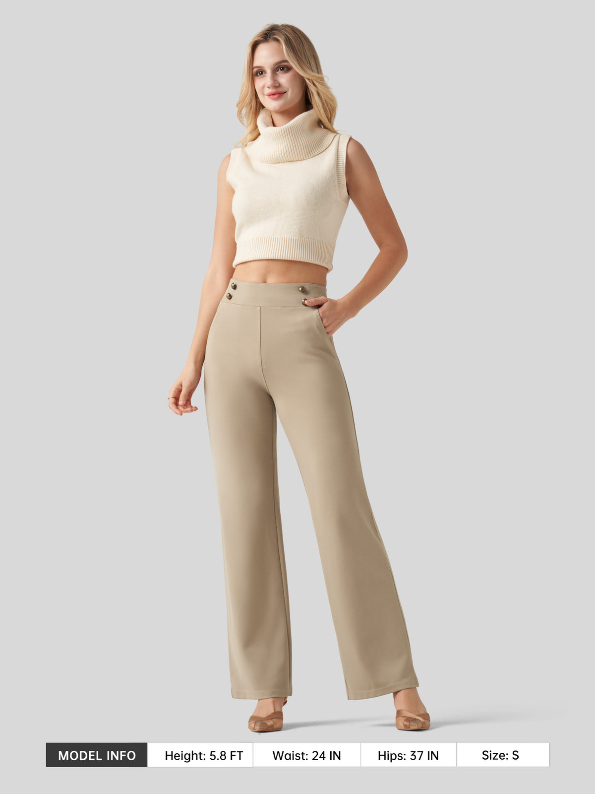 Willit Women's Smooth Wide Leg Dress Pants 33 Inch 