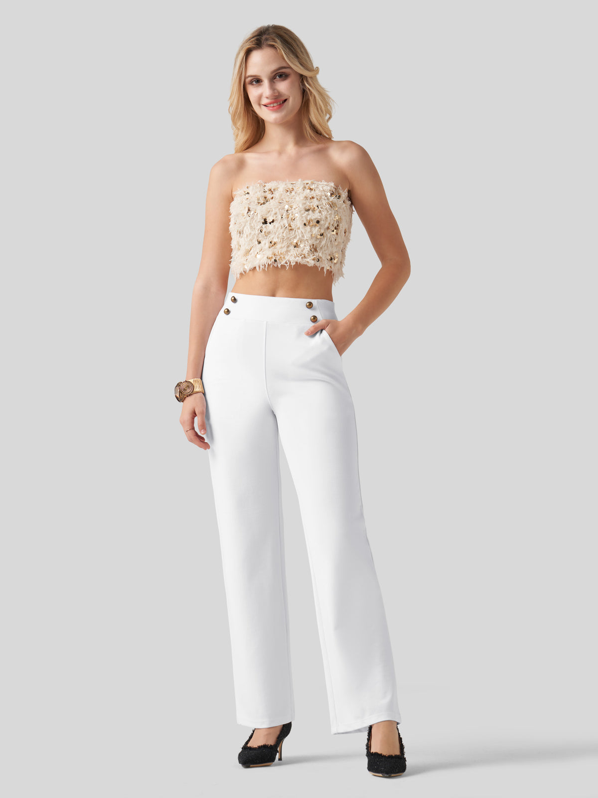 Willit Women's Smooth Wide Leg Dress Pants 33 Inch 