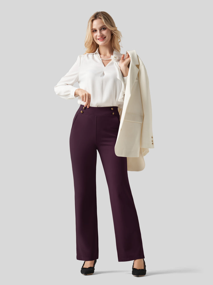 Willit Women's Smooth Wide Leg Dress Pants 33 Inch 