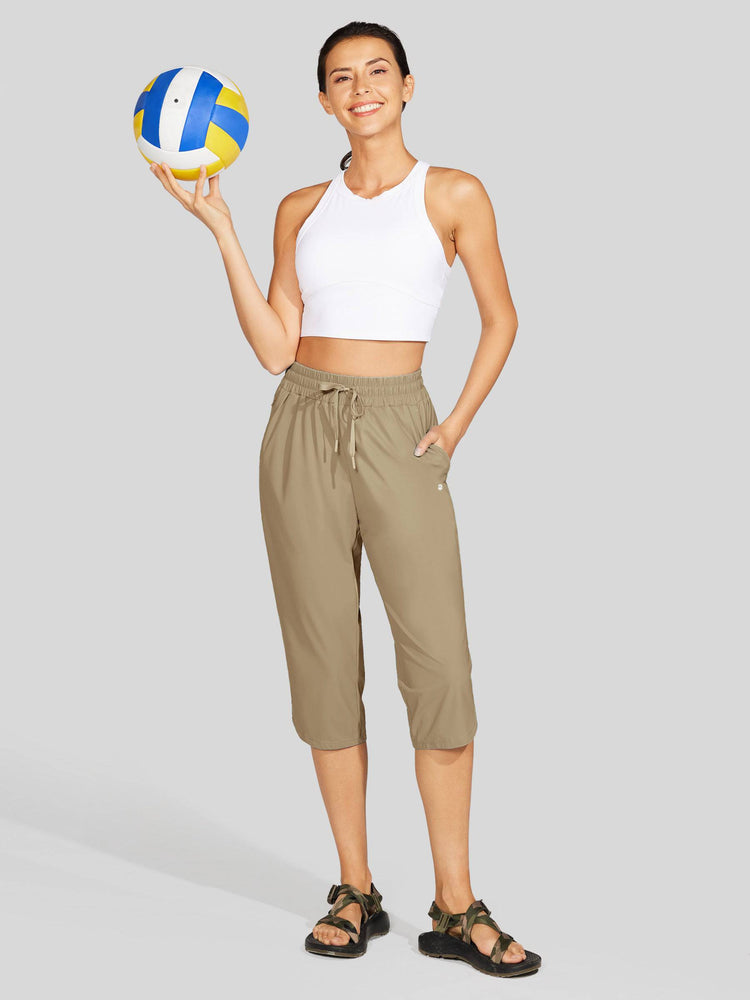 Willit  Women's Sports Woven Capri Pants 