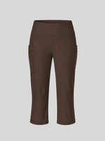 Black high-waisted cropped leggings with side pockets 
