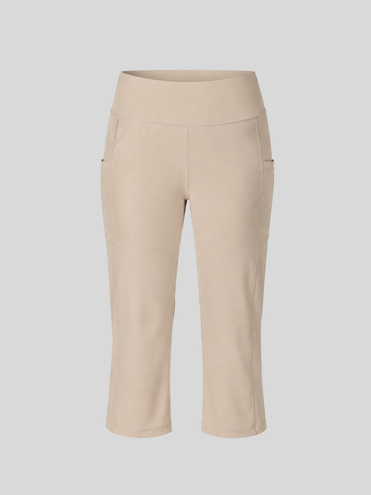 Black high-waisted cropped leggings with side pockets 