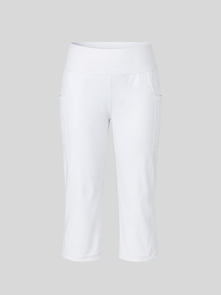 Black high-waisted cropped leggings with side pockets 