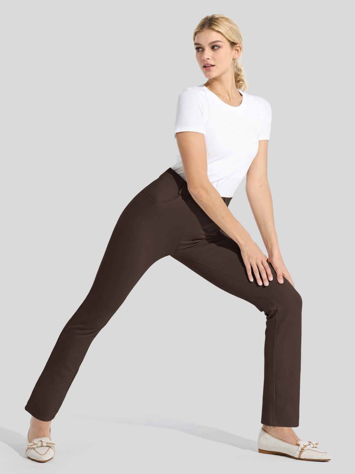 Women's Slim-fit Trousers Straight Leg Yoga Dress Pants 