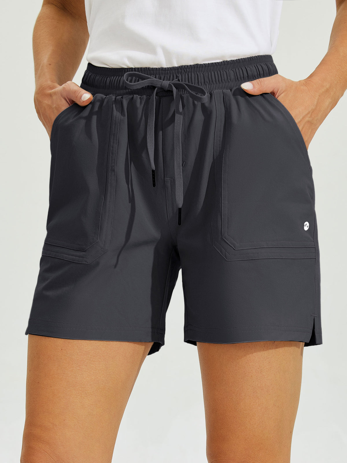 Women wearing comfortable shorts with a drawstring 