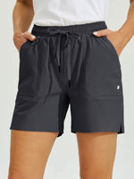 Women wearing comfortable shorts with a drawstring 