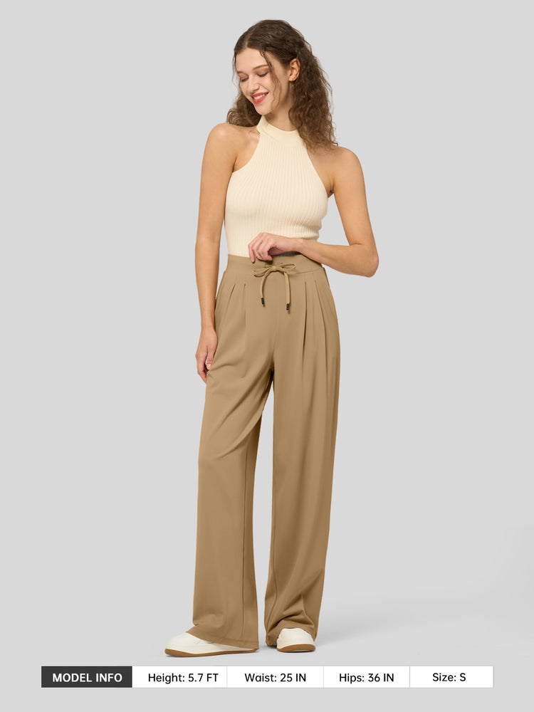 willit Women's Stretchy Wide Leg Slacks-33 Inch - 