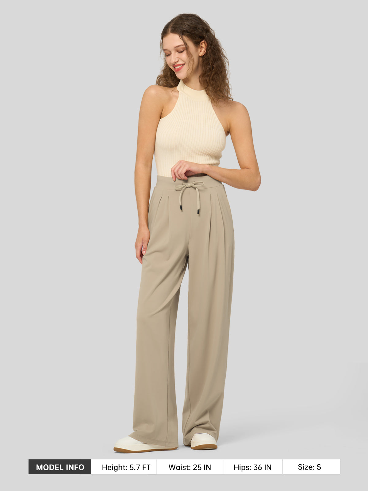 willit Women's Stretchy Wide Leg Slacks-33 Inch - 