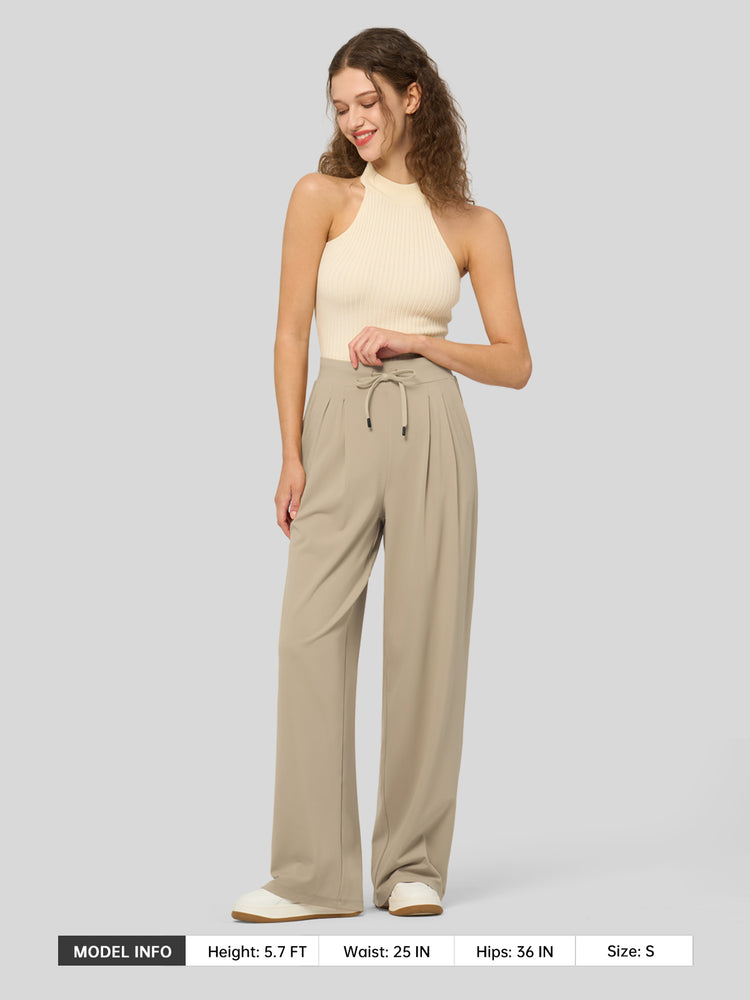 willit Women's Stretchy Wide Leg Slacks-33 Inch - 