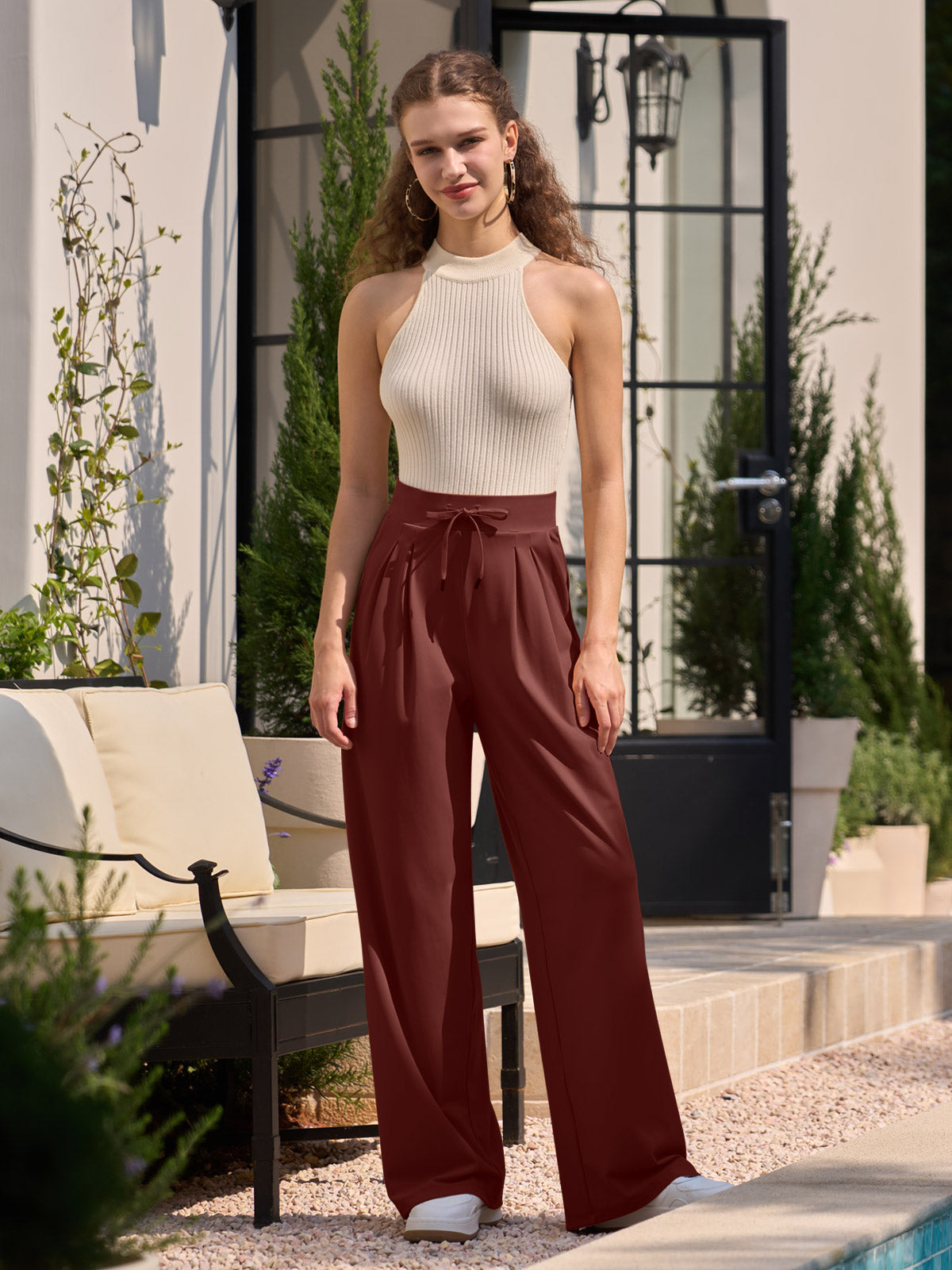 willit Women's Stretchy Wide Leg Slacks-28 Inch - 