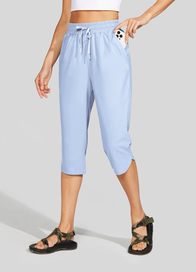 Willit  Women's Sports Woven Capri Pants 