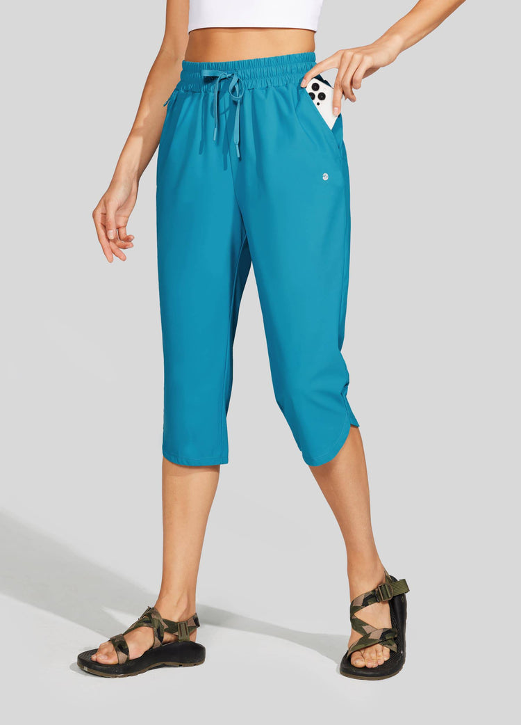 Willit  Women's Sports Woven Capri Pants 