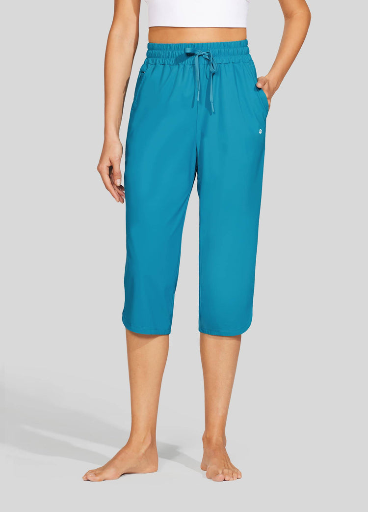 Willit  Women's Sports Woven Capri Pants 