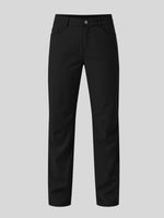 Women's Black regular-fit trousers shown flat 