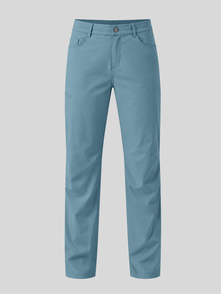 A pair of light blue straight-leg trousers  
