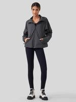 woemn's full-zip athletic jacket with a high collar, fleece-lined  