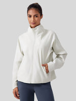 woemn's full-zip athletic jacket with a high collar, fleece-lined  