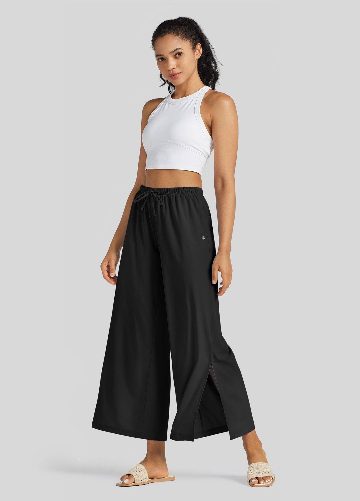 Willit Women's Wide-Leg Cropped Pants 