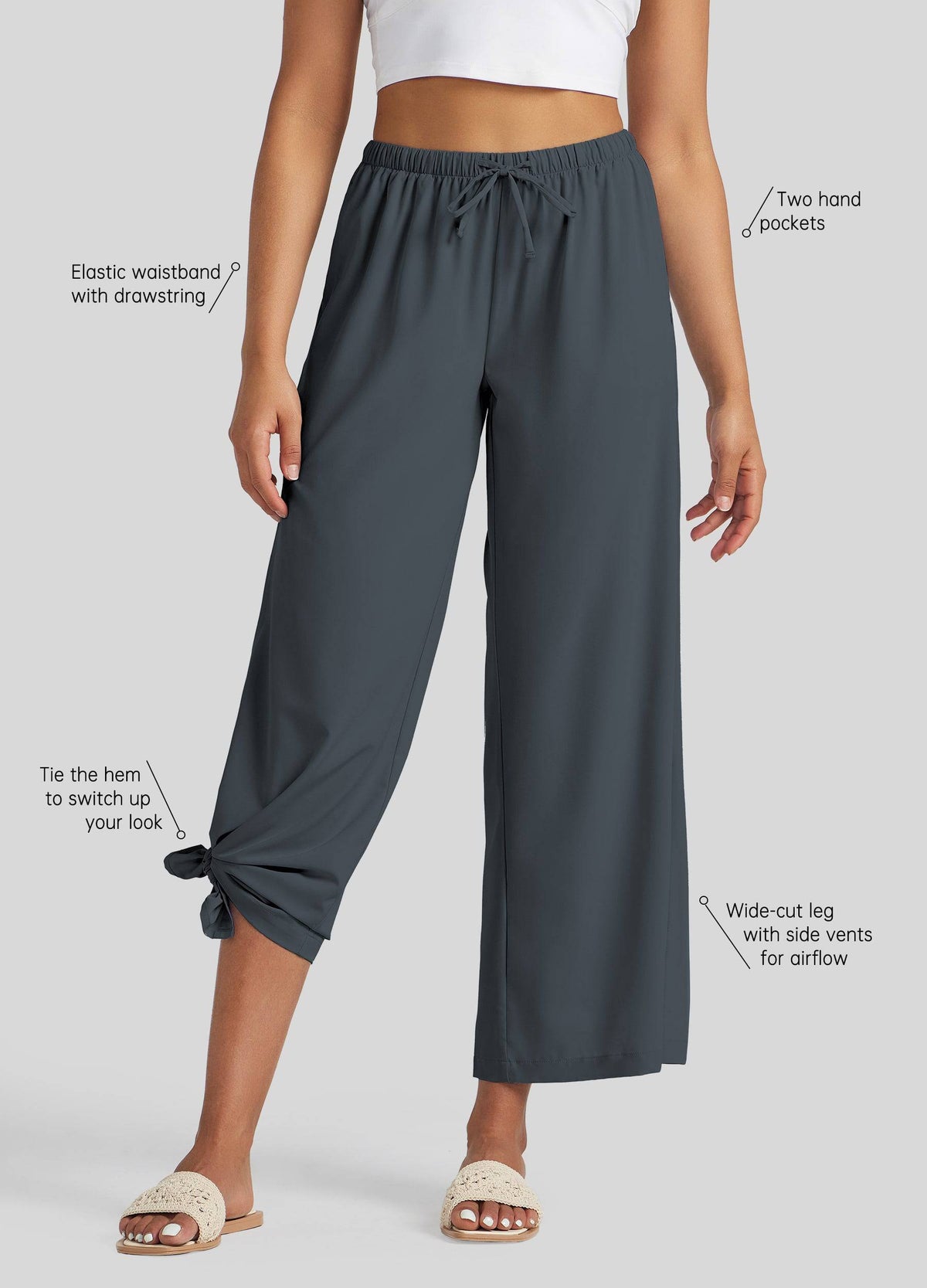 Willit Women's Wide-Leg Cropped Pants 