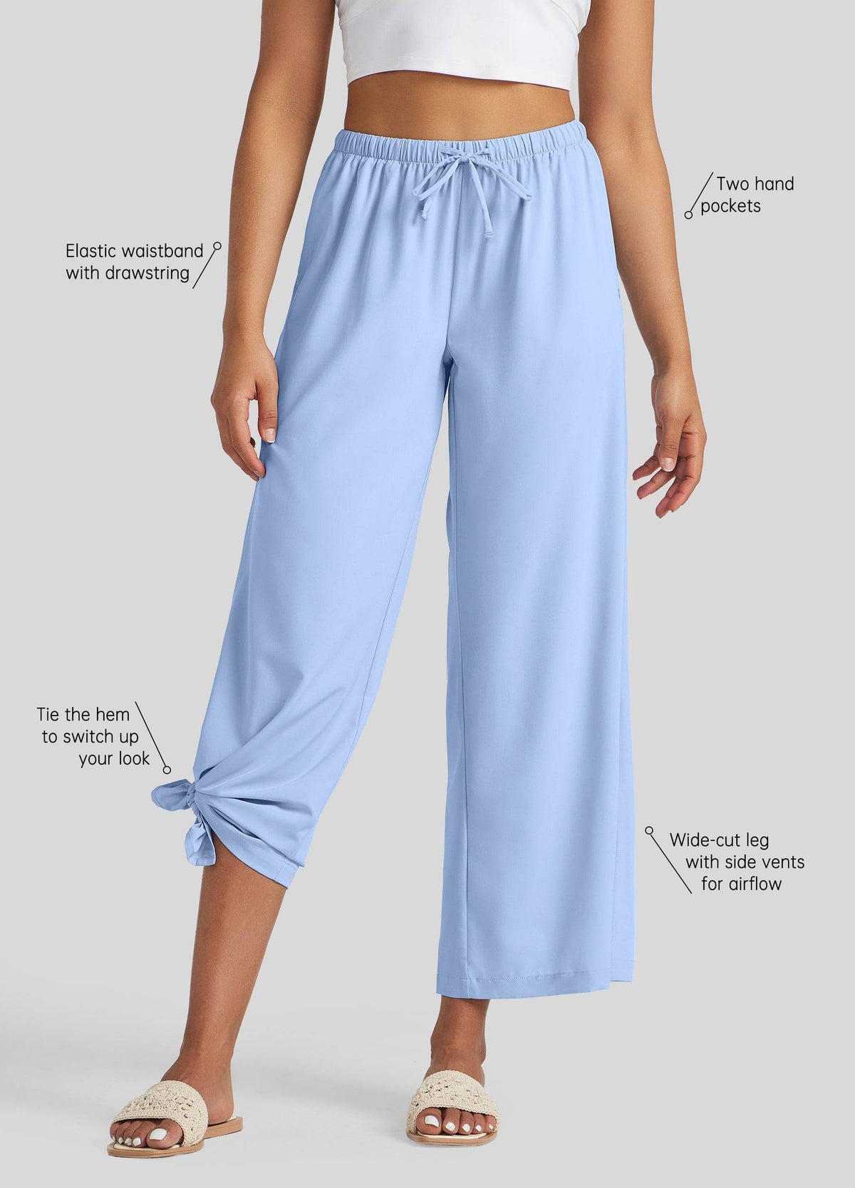 Willit Women's Wide-Leg Cropped Pants 