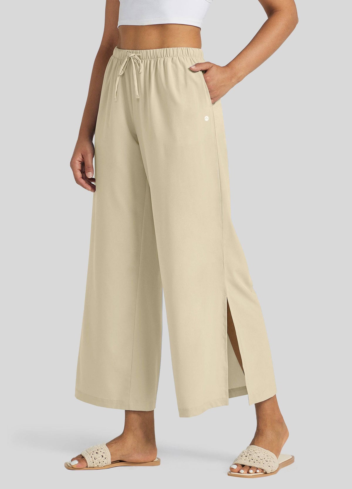 Willit Women's Wide-Leg Cropped Pants 
