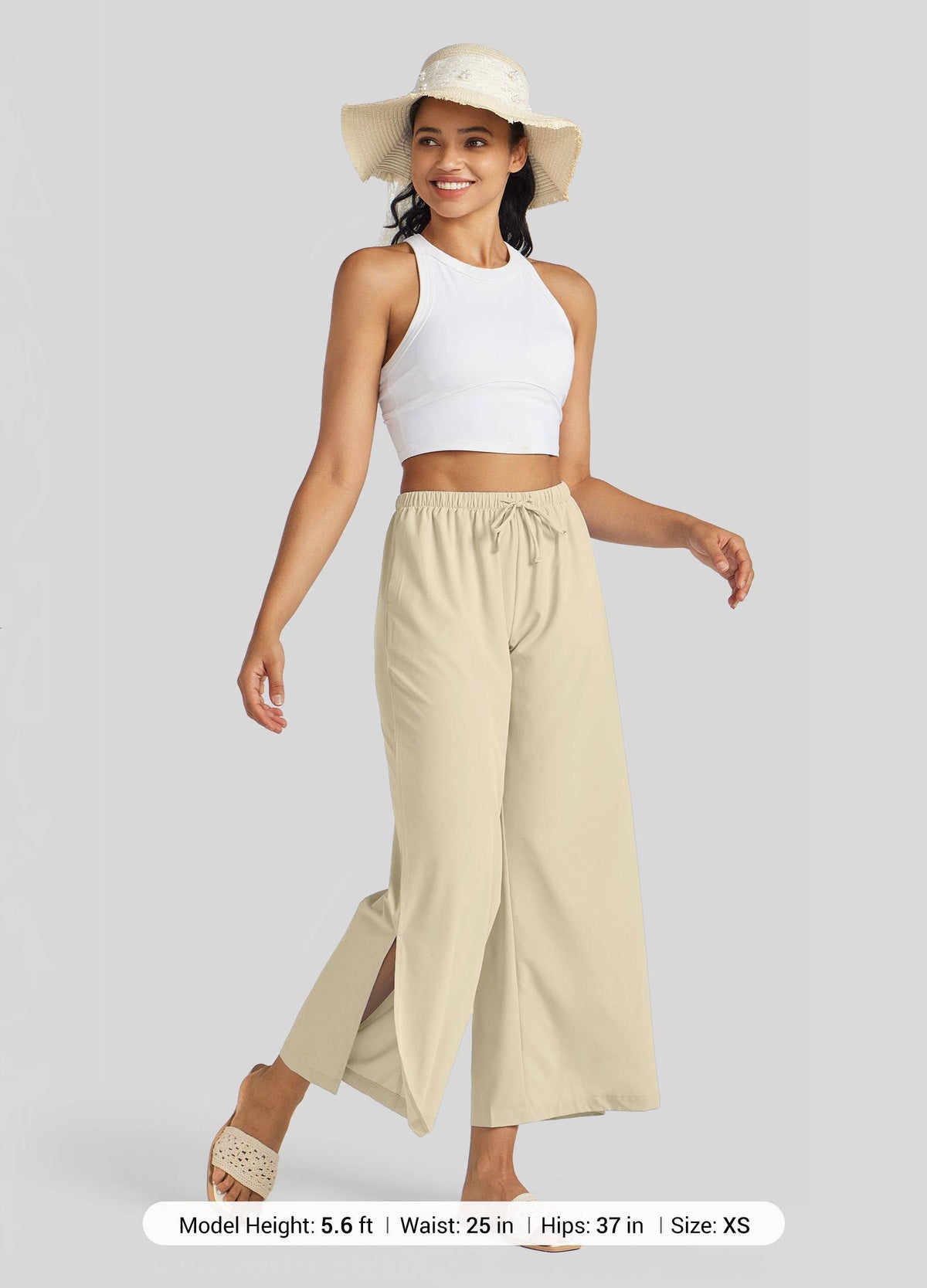 Willit Women's Wide-Leg Cropped Pants 