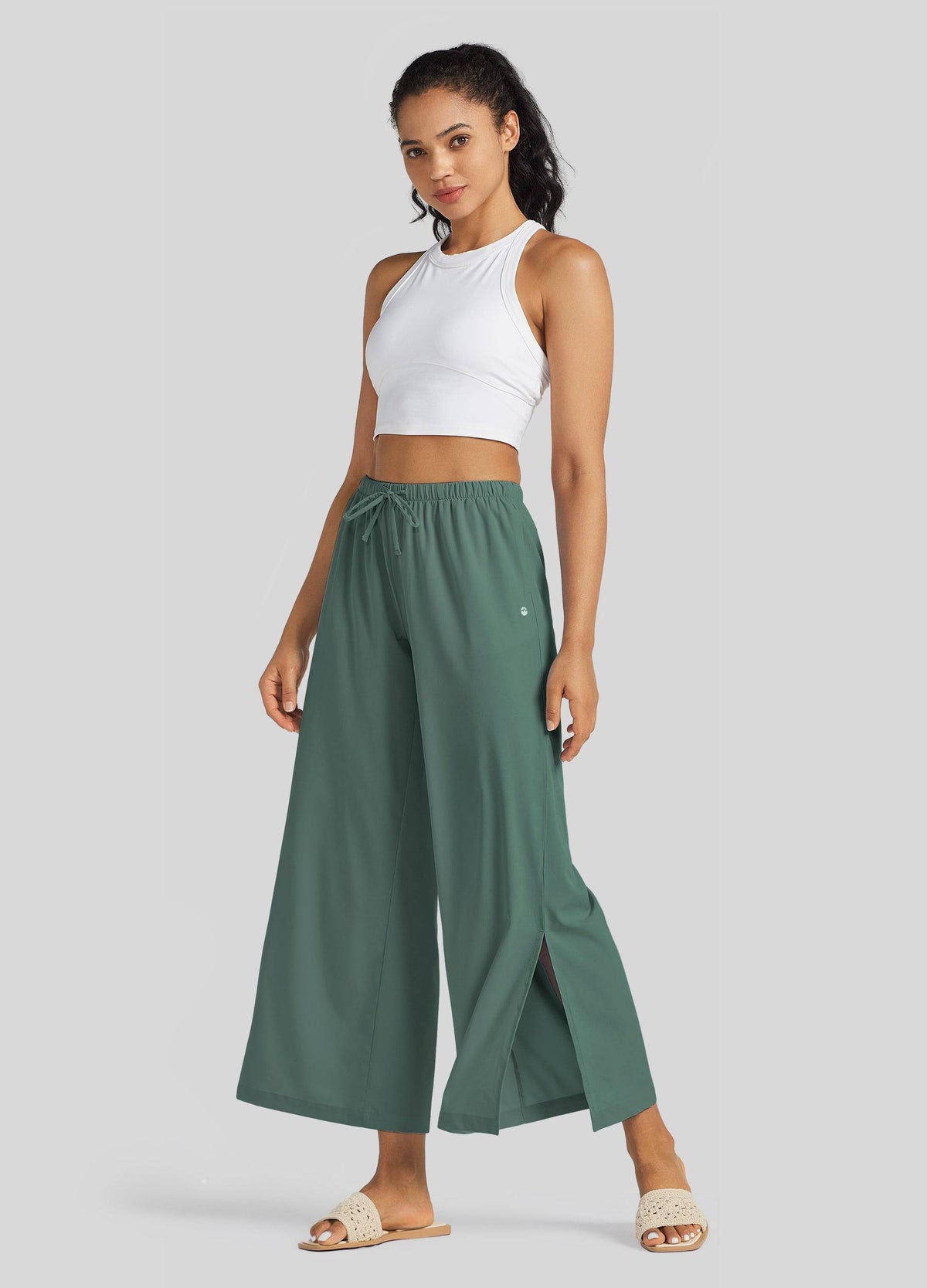 Willit Women's Wide-Leg Cropped Pants 