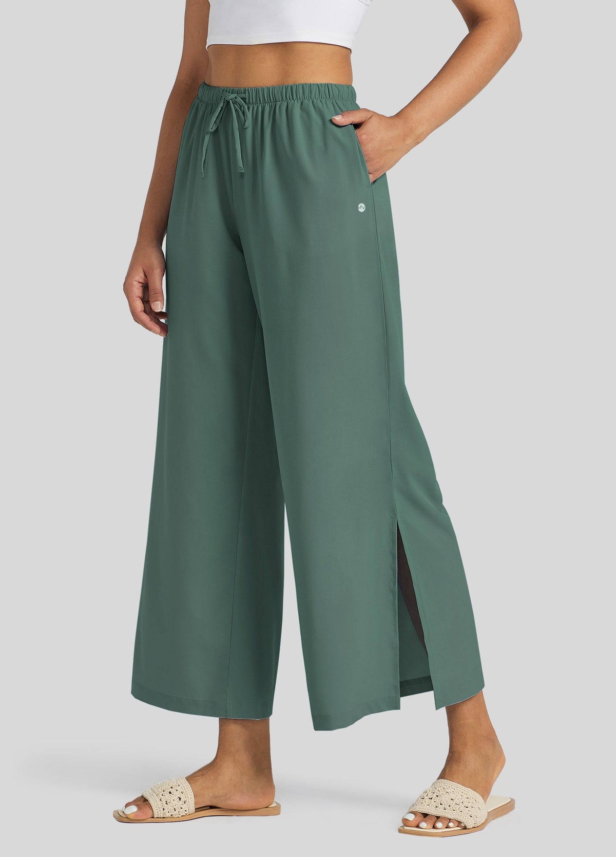 Willit Women's Wide-Leg Cropped Pants 