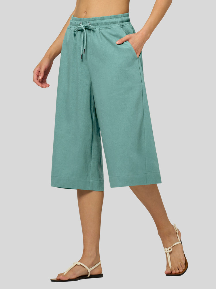 Willit Women's Wide-Leg Linen Capri -