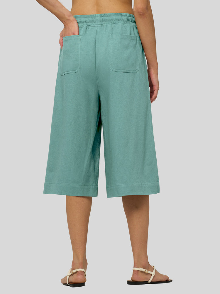 Willit Women's Wide-Leg Linen Capri -