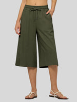 Willit Women's Wide-Leg Linen Capri -