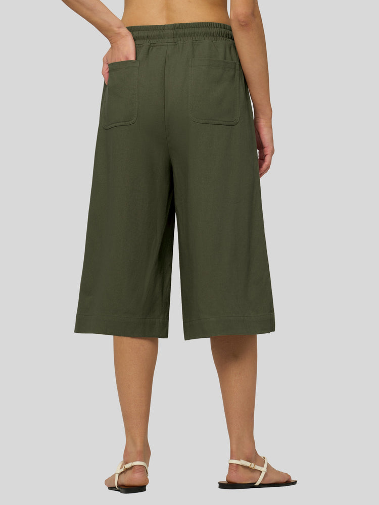 Willit Women's Wide-Leg Linen Capri -