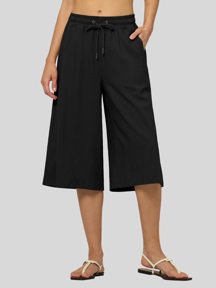 Willit Women's Wide-Leg Linen Capri -