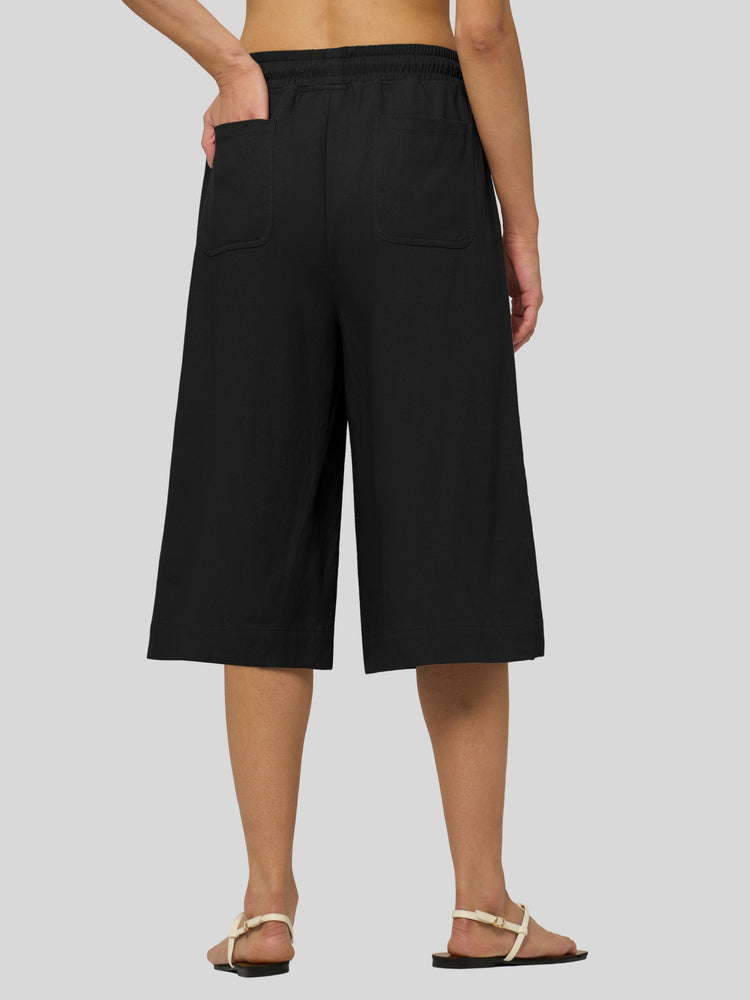 Willit Women's Wide-Leg Linen Capri -