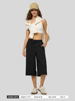 Willit Women's Wide-Leg Linen Capri -