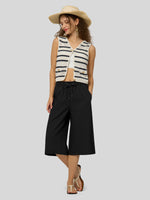 Willit Women's Wide-Leg Linen Capri -