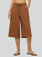Willit Women's Wide-Leg Linen Capri 