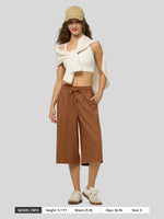 Willit Women's Wide-Leg Linen Capri 