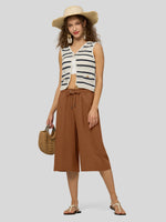 Willit Women's Wide-Leg Linen Capri 