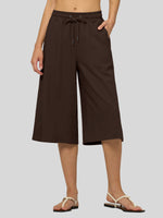 Willit Women's Wide-Leg Linen Capri 
