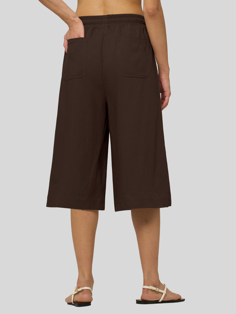 Willit Women's Wide-Leg Linen Capri 