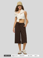 Willit Women's Wide-Leg Linen Capri 