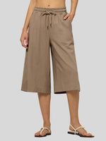 Willit Women's Wide-Leg Linen Capri 