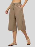 Willit Women's Wide-Leg Linen Capri 