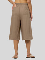 Willit Women's Wide-Leg Linen Capri 