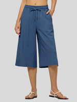 Willit Women's Wide-Leg Linen Capri -
