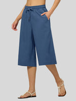 Willit Women's Wide-Leg Linen Capri -